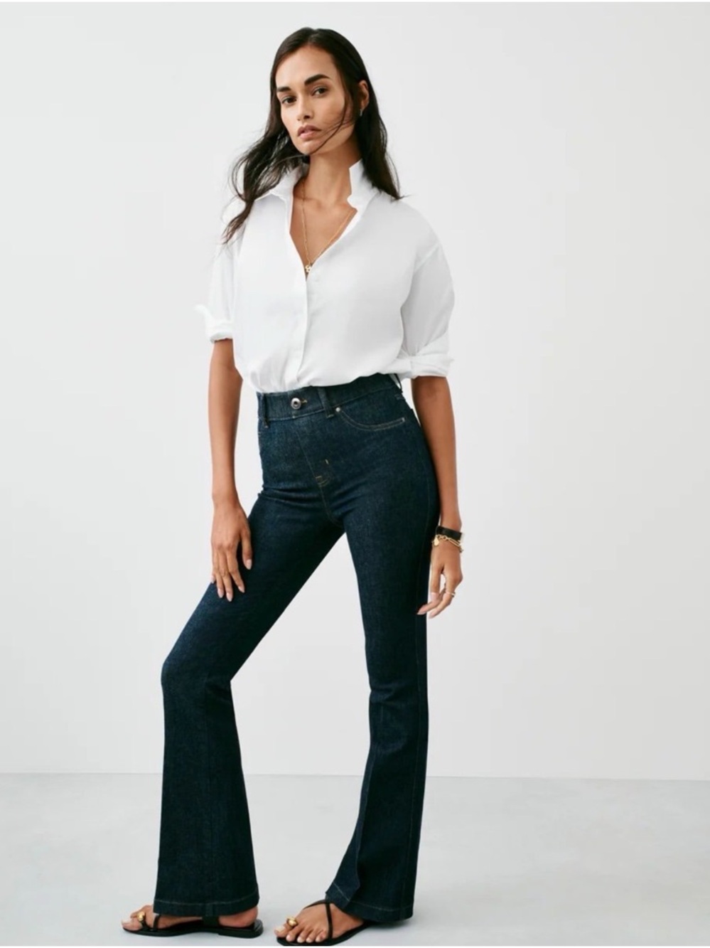 SpanxShape original everywear Dark Blue Flare Jeans - size MP - Picture 2 of 11